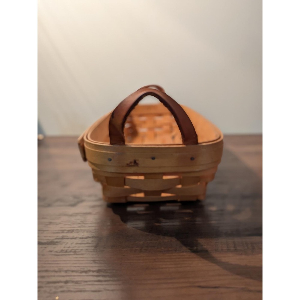Longaberger Baskets Woven Wood Leather Handles Basket Organizer Storage - Picture 3 of 13